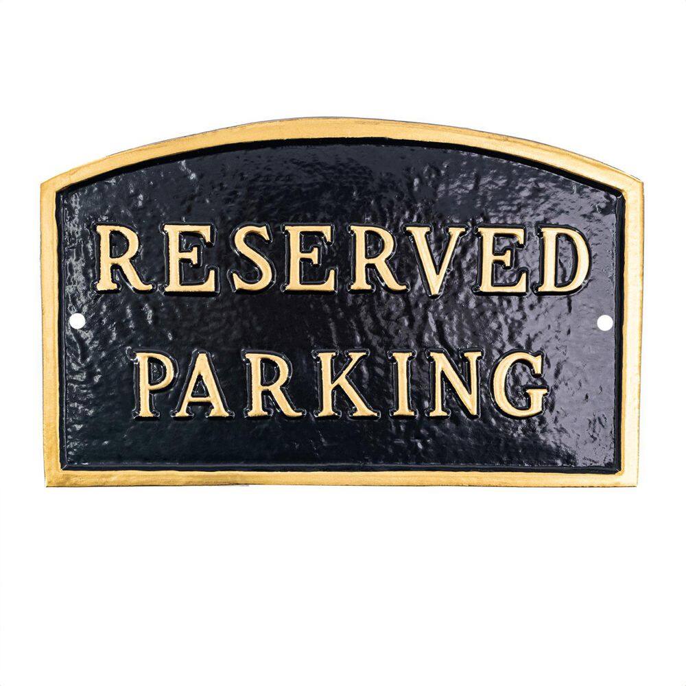 "13"" x 21"" Large Arch Reserved Parking Statement Plaque Sign-Black/Gold" product image for price tracking