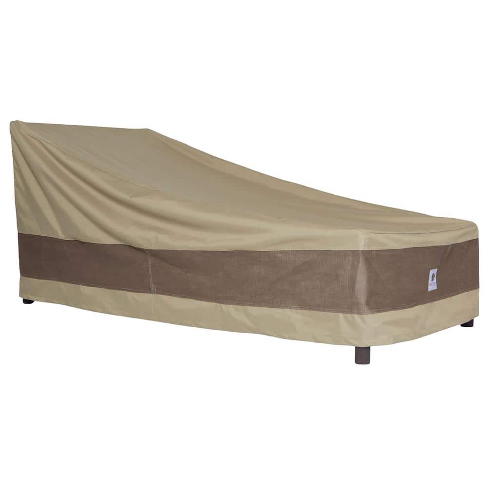Elegant 86 Inch Beige and Brown Waterproof Patio Chaise Lounge Cover