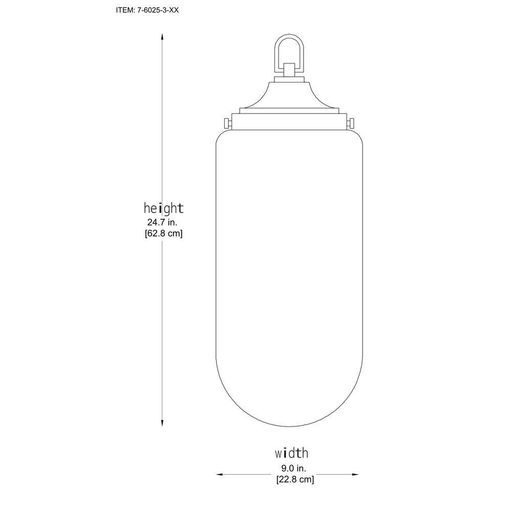 Matte Black 3-Light Pendant with Strie Glass Shade
