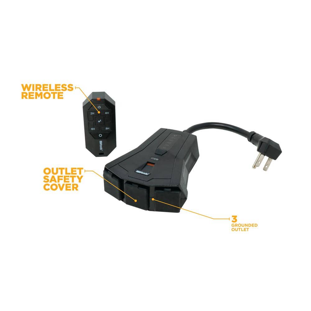 Black Outdoor Programmable Lighting Timer with Remote Control
