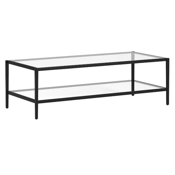 Meyer&Cross Hera 54 in. Blackened Bronze Rectangle Glass Top Coffee Table with Shelf