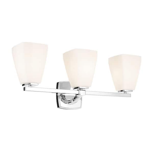 Marant 23.75 in. 3-Light Vanity Light with Opal Glass in Chrome