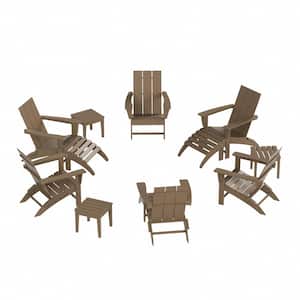 Shoreside Weatherwood 12-Piece HDPE Plastic Patio Conversation Set with Ottoman And Side Table