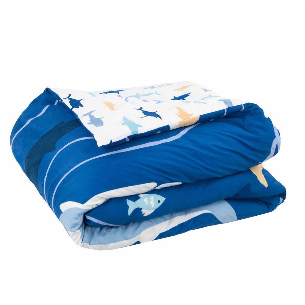 Blue Twin Microfiber Reversible Kids Bed in a Bag Set