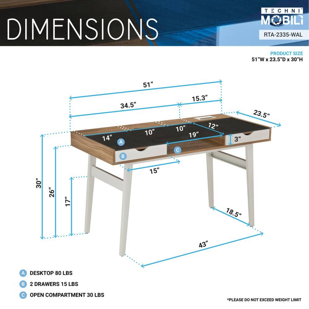 Modern Black Glass and Walnut Computer Desk with Storage