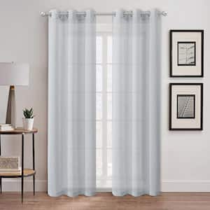 Au Natural Silver Linen Grommet Room Darkening Curtain - 38 in. W x 96 in. L (Set of 2)