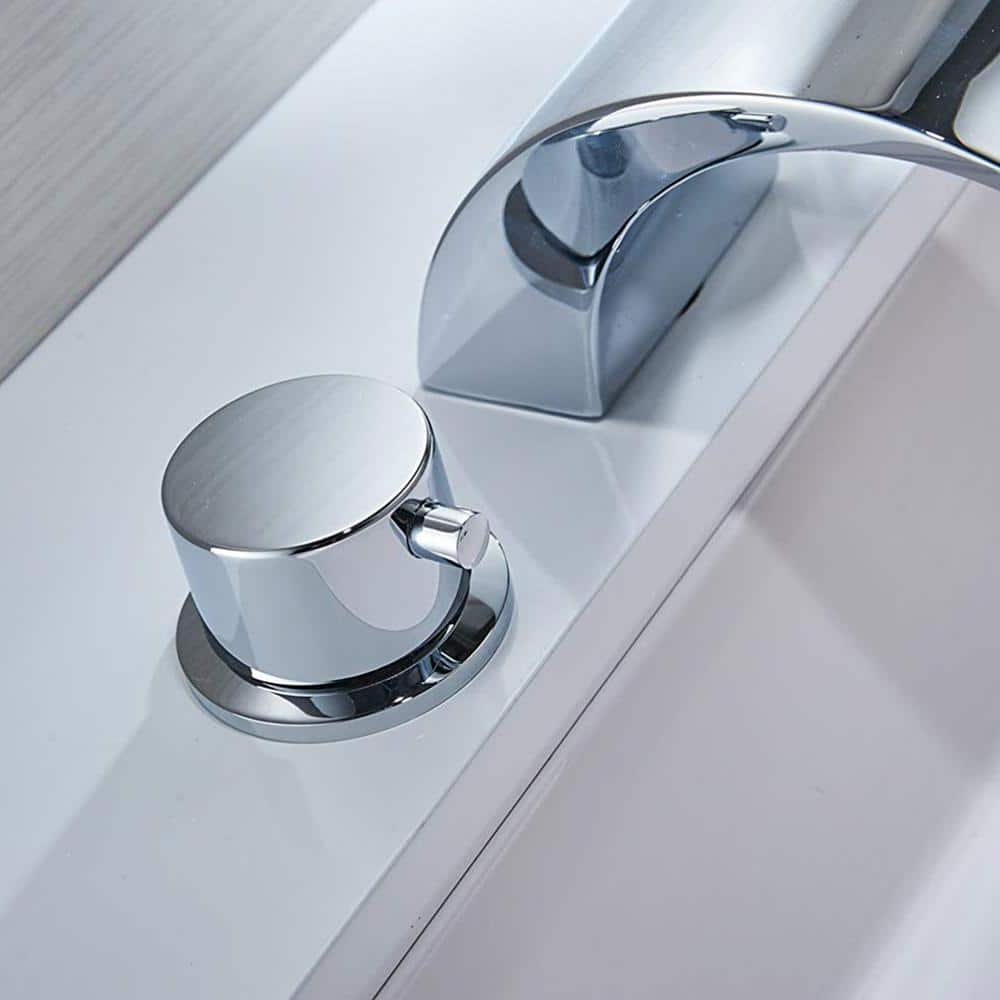 Polished Chrome 8-inch Widespread LED Bathroom Faucet with Pop-Up Drain