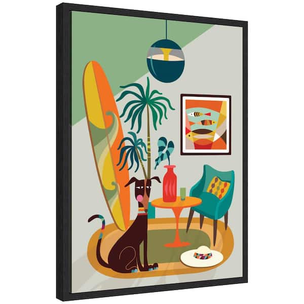 Sylvie "MCM Dog Beach Home" by Rachel Lee Black Framed Art Print 18 in. x 24 in.