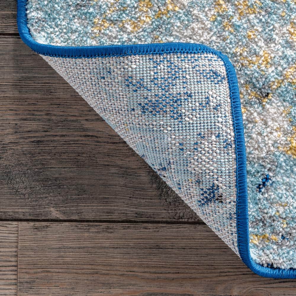 Elysian Blue Abstract Easy-Care Rectangular Rug, 2'x3'
