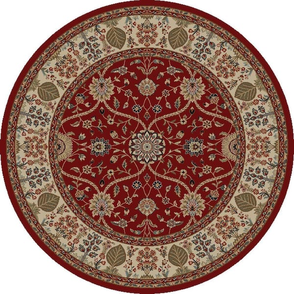 Concord Global Trading Jewel Voysey Red 5 ft. Round Area Rug