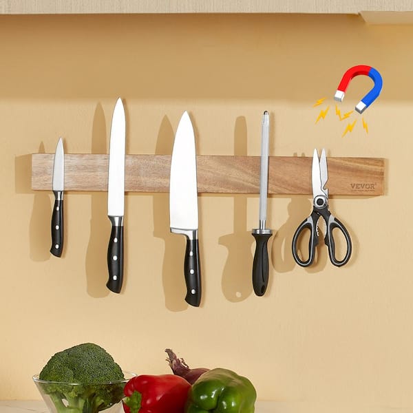 VEVOR Knife Storage Block 25-Knife Slots Acacia Wood Universal Knife Holders Large Countertop Butcher Knife Block Organizer