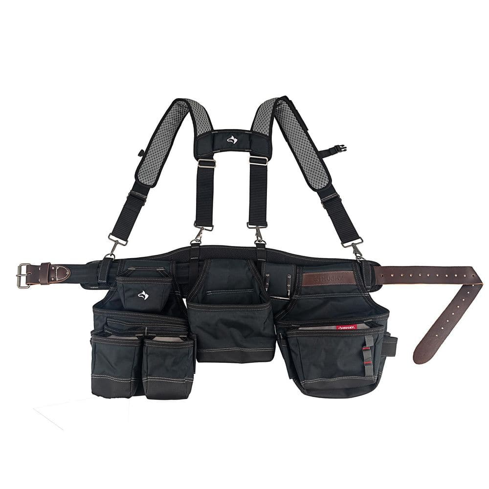 Husky - Framers 3- Bag Tool Belt with Suspenders