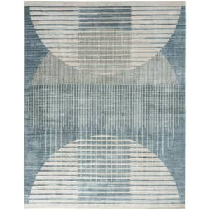 Astra Machine Washable Blue 9 ft. x 12 ft. Graphic Contemporary Area Rug