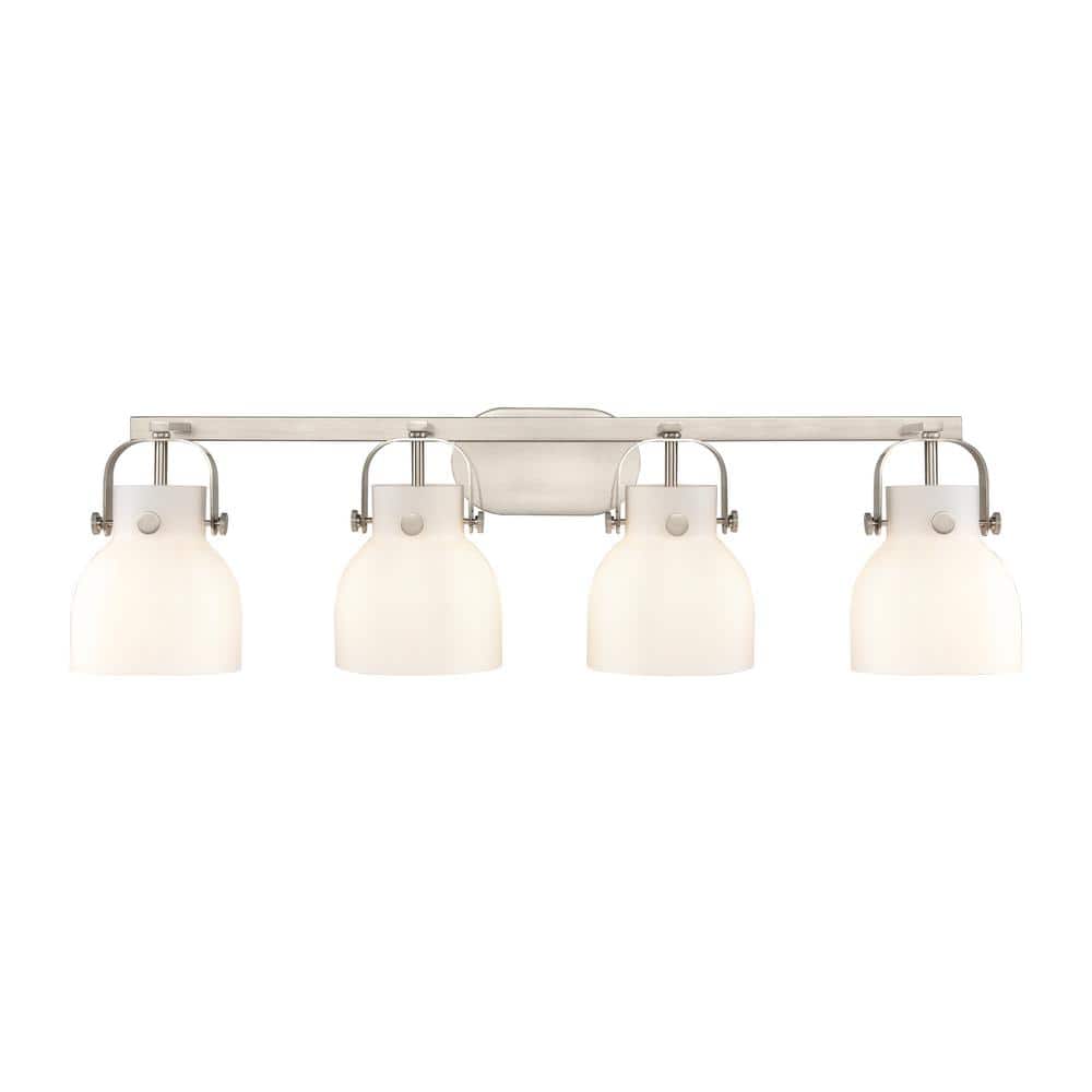 Pilaster II Bell 36.5 in. 4-Light Satin Nickel Vanity Light with Glass Shade price history on PriceWatchPro