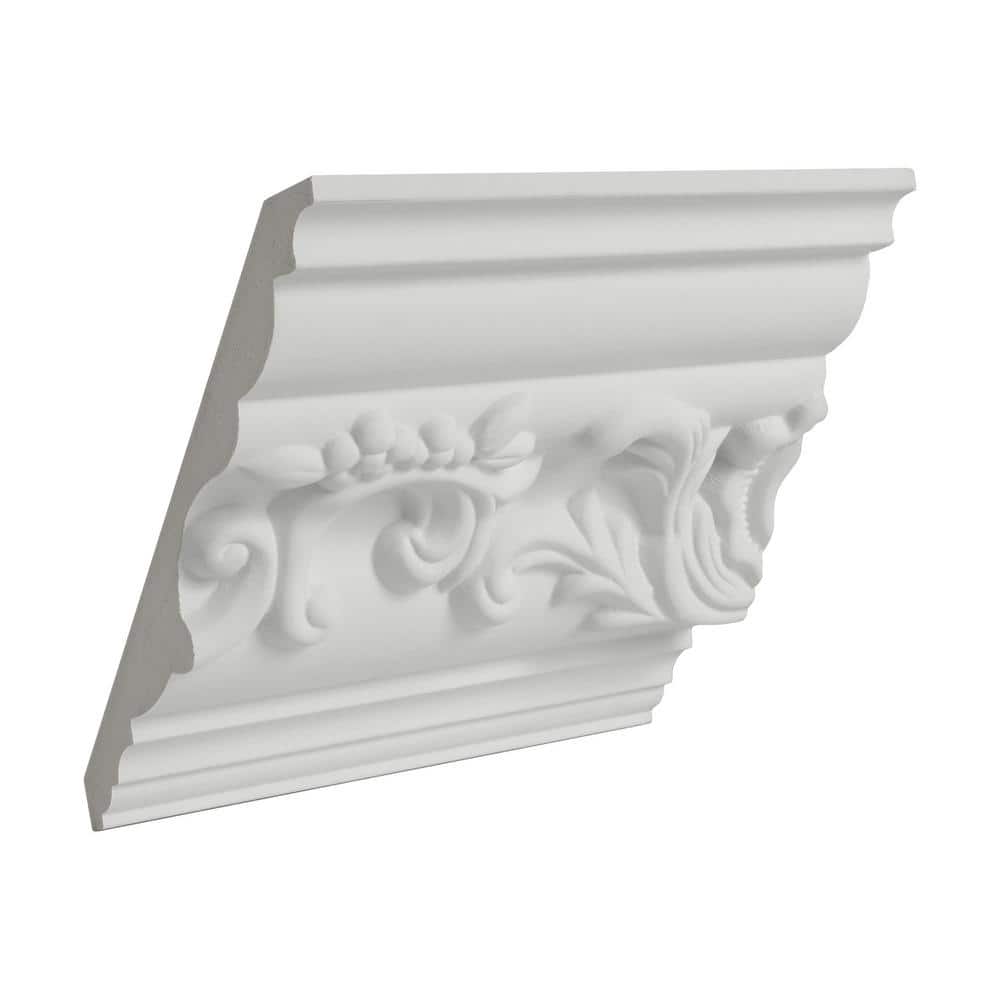 White Polyurethane Floral Crown Moulding Sample