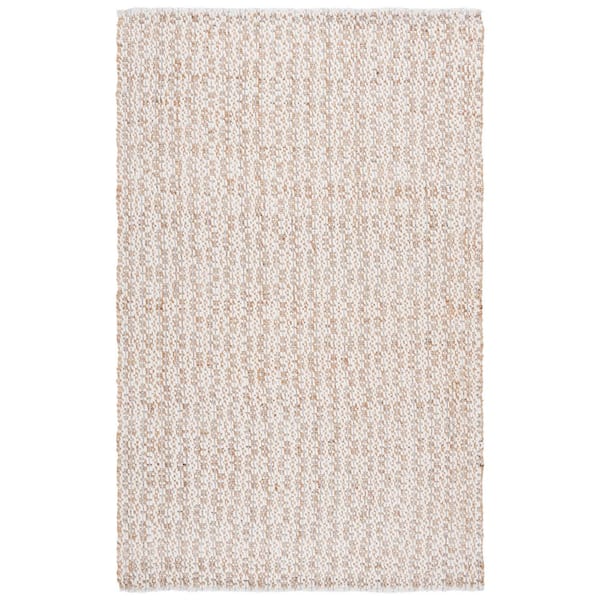 Natural Fiber 5 ft. x 8 ft. Natural/Silver Distressed Striped Abstract Area Rug