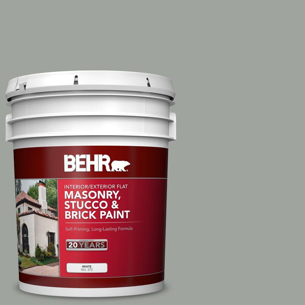 5 gal. #710F-4 Sage Gray Flat Masonry, Stucco and Brick Interior/Exterior P