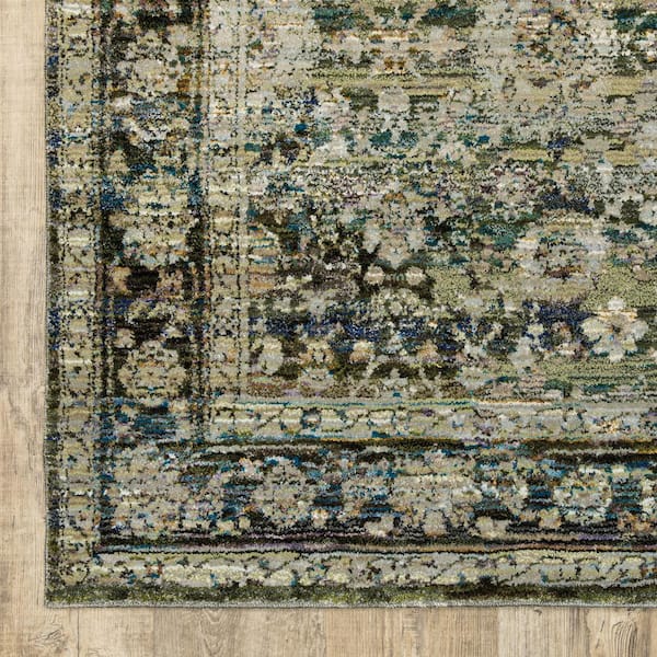 AVERLEY HOME Athena Green/Brown 3 ft. x 5 ft. Distressed Border Area Rug  004268 - The Home Depot