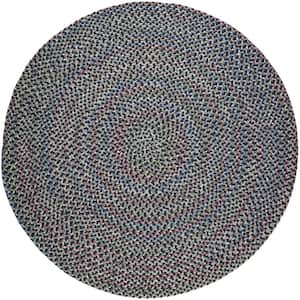 Kennebunkport Navy Multi 8 ft. x 8 ft. Round Indoor/Outdoor Braided Area Rug