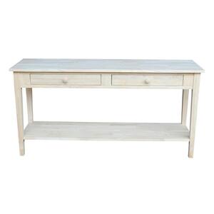 Spencer 60 in. Unfinished Standard Rectangle Wood Console Table with Drawers
