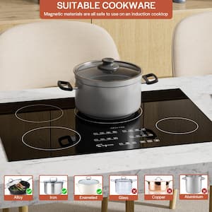 30 in. Electric Stove Induction Cooktop Smooth Surface in Black Vitro Ceramic Glass with 4 Elements Booster Burner