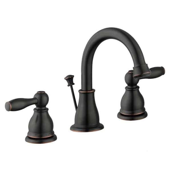 Glacier Bay Mandouri 8 in. Widespread Double-Handle High-Arc Bathroom Faucet in Bronze