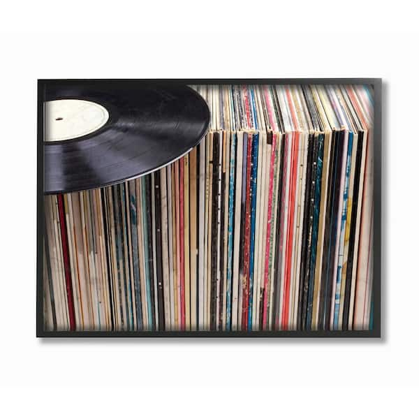 Stupell Industries 16 in. x 20 in. "Vintage Records Display" by In House Art Wood Framed Wall Art