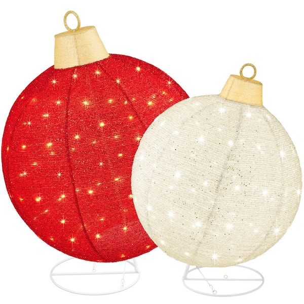 2-Piece Lighted Pop-Up Christmas Ornament Outdoor Decoration with 180 LED Lights in Red/White