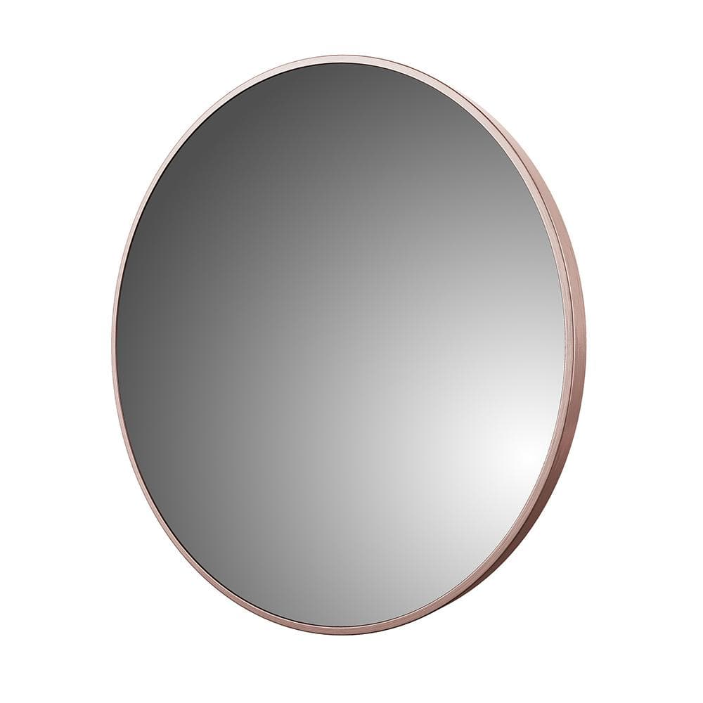 Reflections 28 in. W x 28 in. H Round Aluminum Framed Wall Mount Bathroom Vanity Mirror in Brushed Rose Gold price history on PriceWatchPro