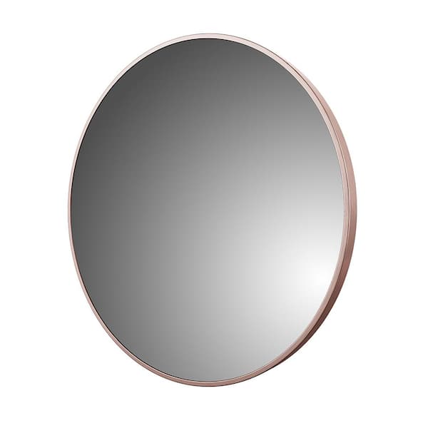 CRAFT + MAIN Reflections 28 in. W x 28 in. H Round Aluminum Framed Wall Mount Bathroom Vanity Mirror in Brushed Rose Gold
