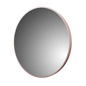 Reflections 28 in. W x 28 in. H Round Aluminum Framed Wall Mount Bathroom Vanity Mirror in Brushed Rose Gold