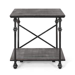 Morell 23.60 in. Grey and Pewter Wood End Table