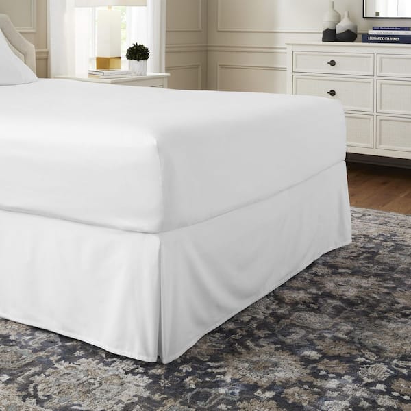 Home Decorators Collection 15 in. Pleated White Cotton Full Bed Skirt ...