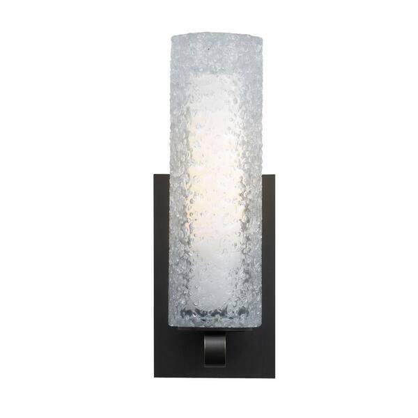 Generation Lighting Mini-Rock Candy Cylinder 1-Light Bronze Halogen Wall Light with Clear Shade
