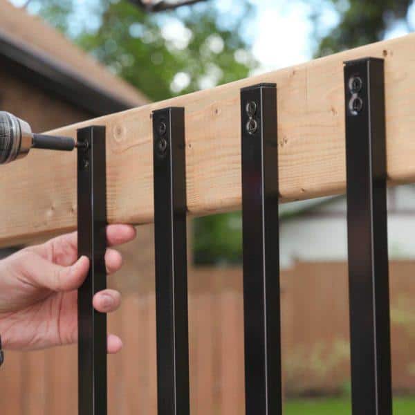 NUVO IRON 1/2 in. x 1 in. x 32 in. Black Galvanized Steel Rectangle Fence Rail Balusters (10-Pack)