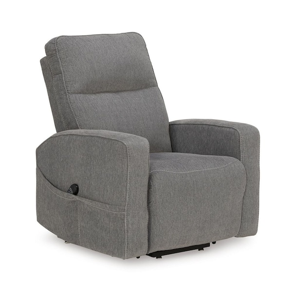 Starganza Gray Polyester Standard (No Motion) Recliner with Power Lift, Storage & Remote Control