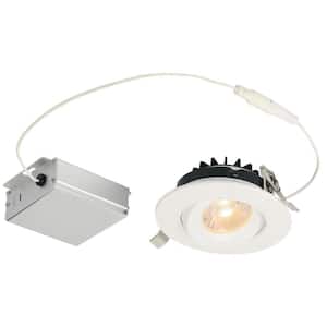 Gimbal 4 in. 3000K Warm White New Construction or Remodel IC Rated Canless Recessed Integrated LED Kit for Slope Ceiling
