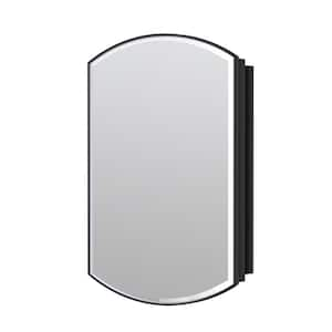 20 in. W x 30 in. H Arched Framed Single Door Aluminum Recessed/Surface Mount Medicine Cabinet with Mirror in Black