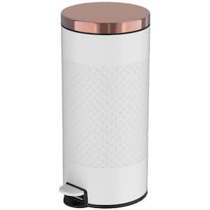 8 Gal./30 l White Metal Round Shape Step-on Trash Can with Diamond body design for Kitchen