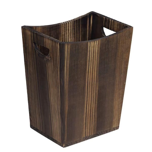 Dracelo 2-Gal. Wooden Small Rustic Trash Can Wastebasket in Brown