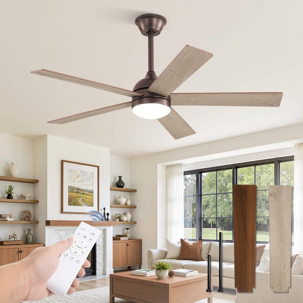 48 in. Brown indoorr/Outdoor Downrod Mount Standard Ceiling Fans with Lights and Remote, Quiet Reversible DC Motor price history on PriceWatchPro