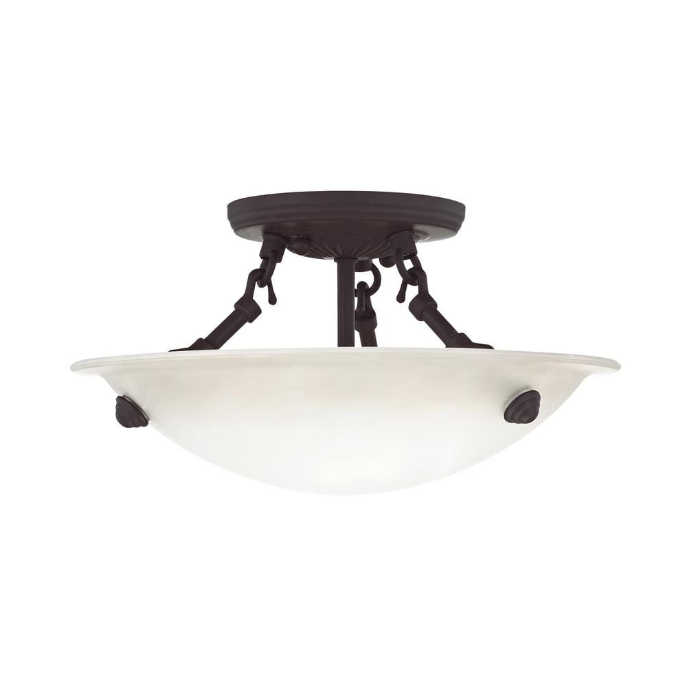 Oasis Honey Alabaster Glass 12" Bronze LED Semi-Flush Mount
