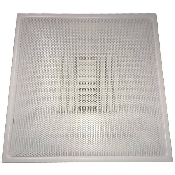 SPEEDI-GRILLE 24 in. x 24 in. Drop Ceiling T-Bar Perforated Face Air Vent Register, White with 10 in. Collar
