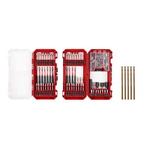 SHOCKWAVE Impact-Duty Alloy Steel Screw Driver Bit Set with 1/8 in. Cobalt Red Helix Twist Drill Bit (105-Piece)