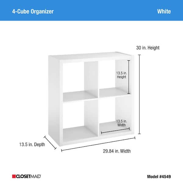 ClosetMaid 4549 30 in. H x 29.84 in. W x 13.50 in. D White Wood Large 4-Cube Organizer - 3