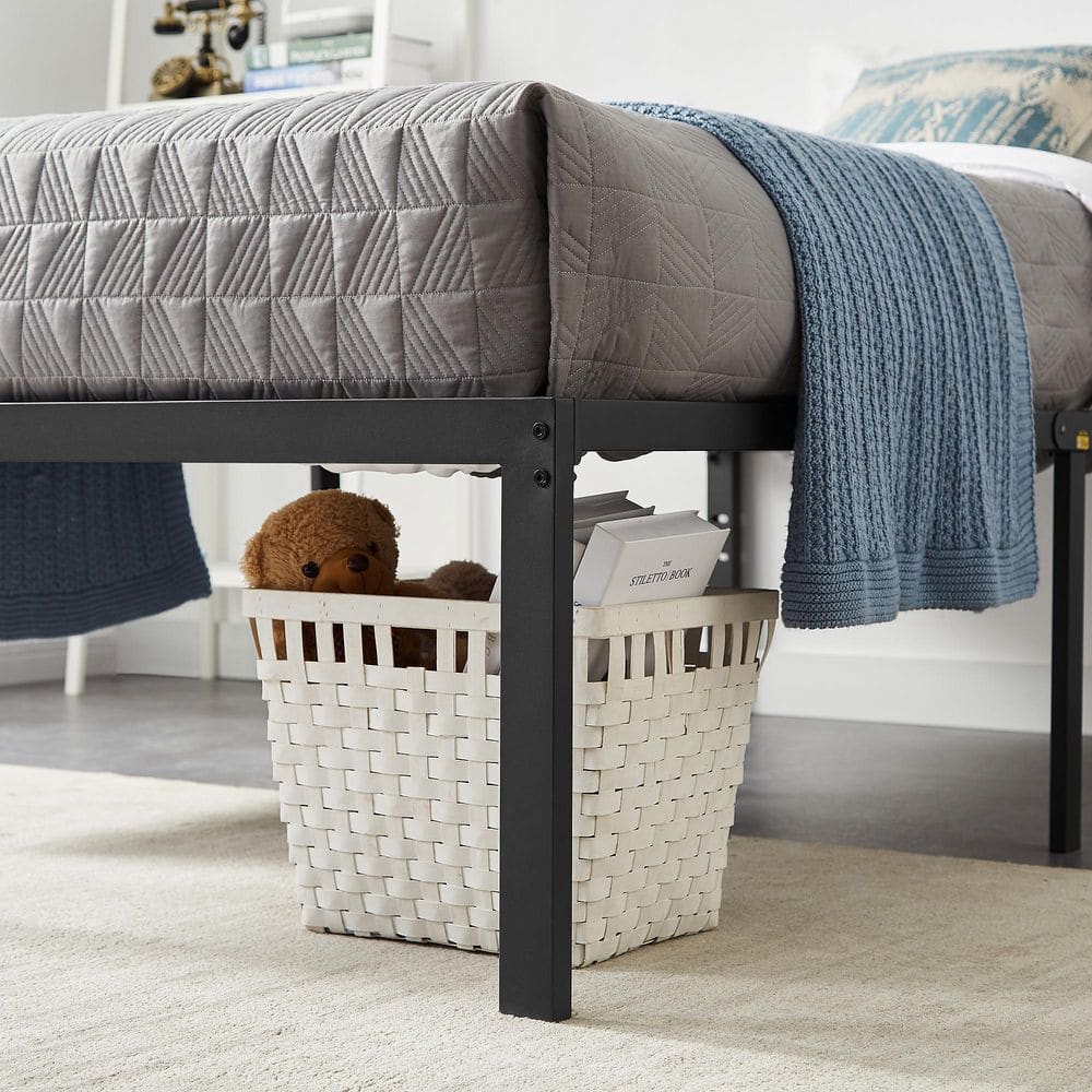 Bed Frames Black Metal Frame Full Platform Bed with Steel Slat，No Box Spring Needed, 14.4 Inch Platform Bed, Size 2 - thumbnail 8