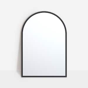 31 in. W x 35 in. H Arched Wooden Wall Mirror Black Framed Bathroom Vanity Mirror (Set of 2)