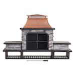 Maryland Bel Aire 48.03 in. Copper Fireplace with Faux Stack Stone Finish
