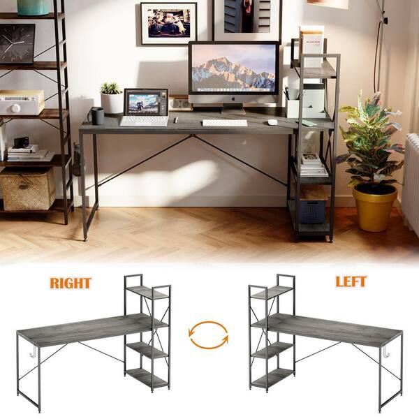 bestier computer desk with storage shelves