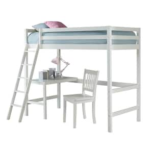 Caspian Twin Loft Bed with Desk Chair, White